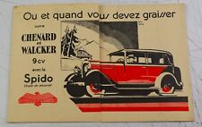Chenard et Walker 9cv Huile Spido pub et schéma de graissage vers 1930