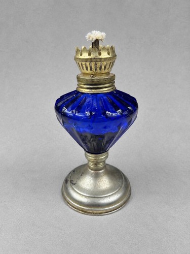 Lampe huile verre bleu - huile, en
