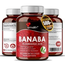 Extrait de Banaba Lagerstroemia 1% Acide corosolique Glycémie 500mg 90 Capsules