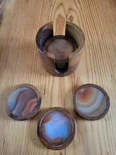 SET DESSOUS DE VERRE VINTAGE BOIS AGATE NACRE