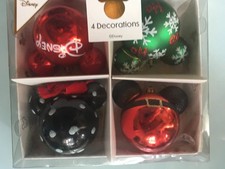 BOITE DE 4 BOULES DE NOEL DISNEY MICKEY MINNIE  NEUF