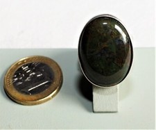 Grosse Bague Neuve Ovale Argent Massif 925 Agate verte Taille 55 9 gr
