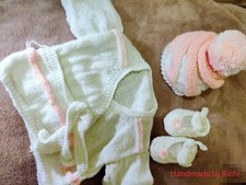 Ensemble cardigan bébé fille tricoté main