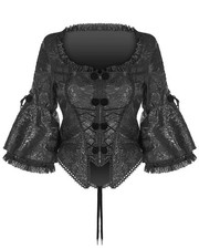 Punk Rave Femmes Gothique Renaissance Veste Courte Noir Jacquard À Régence Vtg