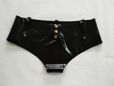 100% Pure Latex Caoutchouc Culotte Short Triangle Noir Slip Bouton 0.4mm S-XXL