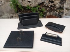 4 accessoires de bureau en cuir Le Tanneur : calendrier, tampon buvard, trieur..