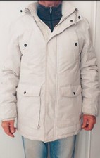 Parka Homme TOKYO LAUNDRY M Rembourrée à Capuche Écru Bien Chaude 