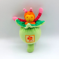 Peluche doudou hochet abeille Louna MOULIN ROTY vert rose orange grelot 18 cm
