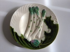 ancienne ASSIETTE A ASPERGE ARTICHAUT BARBOTINE FRENCH ASPARAGUS 