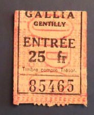● GENTILLY Gallia cinéma rare ticket / billet d'entrée cachet CNC Val de Marne