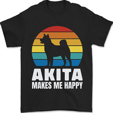 Akita Makes Moi Happy Drôle Chien Inu T-Shirt 100% Coton