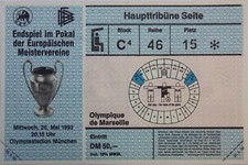 billet match de football collector Olympique Marseille-AC Milan 93 - bleu C-15