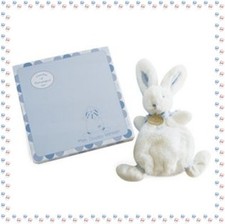 ☻ - Doudou Lapin Blanc Bleu