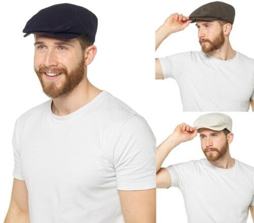 Hommes lin plat casquette - plat,