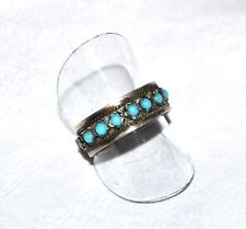 Bague ancienne en Argent 1000 - Bijou oriental orné de cabochons turquoise