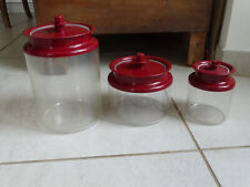 tupperware vintage - 3 boites cristal, couvercle à piston, 0,5 L 1,2 L 2,4 L