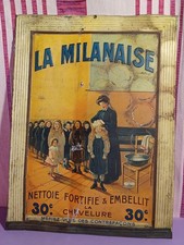 Plaque tôle L CAPPIELLO 1900 Lithographiée Coiffeur cheveux LA MILANAISE enfant