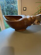 Grande coupe a fruits vide poche en bois sculpture forme coquillage vintage