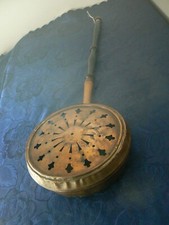  ANCIENNE BASSINOIRE EN CUIVRE ET BOIS A RESTAURER XIX EME VINTAGE CHEMINEE FEUX