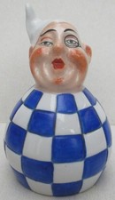 rare ancienne salière Le per' Michel en porcelaine, version à damiers lustucru