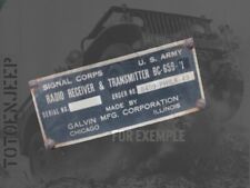 plate plaque plaquette radio BC659 H3  ALU jeep willys scr 610 gi us ww2