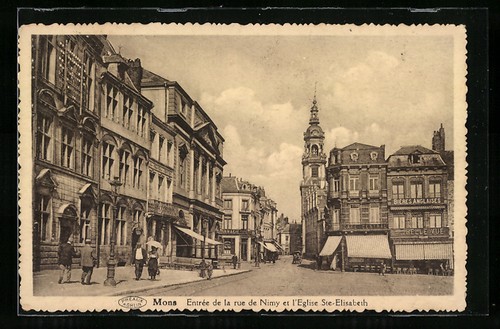 Cpa mons entree rue de - mons,,