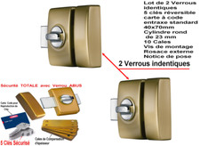 ABUS Lot de 2 Verrous Serrure Sécurité identiques de Porte Cylindre 45mm Diam 23