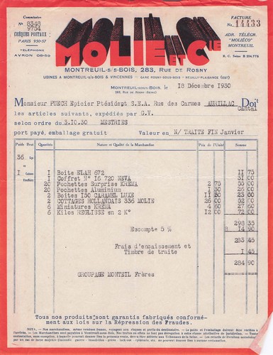 Aurillac bonbons krema 1932 - aurillac,