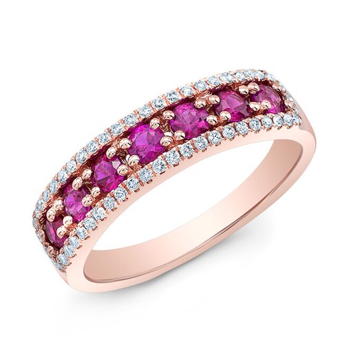 14k rose rubis diamants - or,
