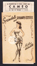 SCANDALE AUX CHAMPS-ELYSEES Fath Lingerie Strip-tease Film Mode Carton pub 1949