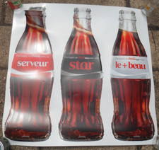 grande affiche publicitaire coca cola bouteille sticker a coller sur vitre rare