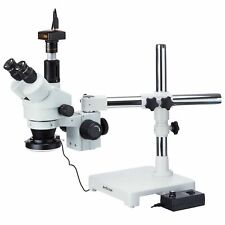 AmScope 3.5X-45X Boom Trioculaire Zoom Stéréo Microscope + 3MP Caméra + LED