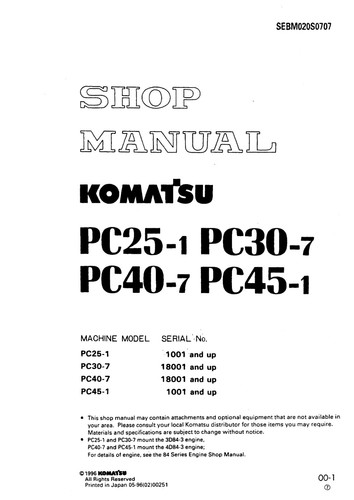 Komatsu pc25 pc30 - pc25-1,, pc30-7
