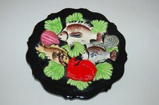 ❤️ belle assiette trompe l 'oeil barbotine poisson coquillage  vintage