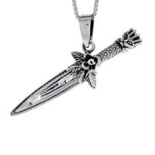 Argent Sterling Couteau 3D Pendentif / Breloque, Italien Boîte Chaîne