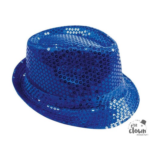 Chapeau paillettes bleu - -,