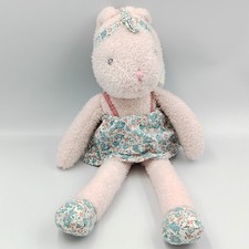 Doudou lapin fleurs bleu