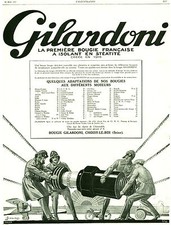 Publicité ancienne bougie Gilardoni 1927 Janko issue de magazine