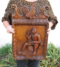 Panneau en bois sculpté. Poilu de 14/18.