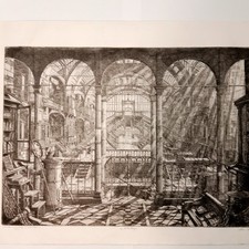 La Bibliothèque Grande Gravure au Burin 2nd état signé Alain Combier Né en 1950