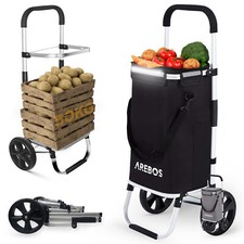 AREBOS 3in1 Chariot à provisions Trolley Grand 56 litres Sac Amovible Noir