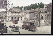 SEDAN LE TRAM  TIRAGE  D APRES PLAQUE ANCIENNE   21 X 29 CM