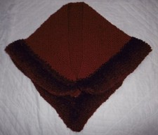  TRES BEAU CHALE BORDEAUX TRICOTE A LA MAIN NEUF BERGERE DE FRANC E+ AUTRES