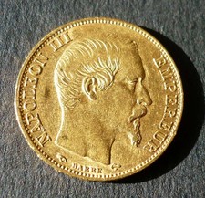 Pièce de 20 Francs or Napoleon III 1855 A Paris tête nue