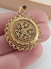 Ancien Pendentif Ouvrant Porte Photo  En Plaqué Or