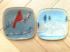 2 Coupelles en verre Fragonard Parfumeur Oiseau et Ours Polaire Assiette