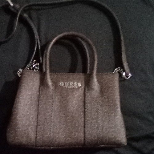 Guess brown logo print satchel - brown,