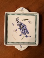 ASSIETTE PLAT CARRÉ GLYCINE BLEUE MAÏTÉ LE TERRINE BOTANICHE TOGNANA PORCELAINE