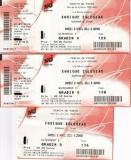 3 places de concert Enrique Iglesias 2 avril 2012 Zénith Paris