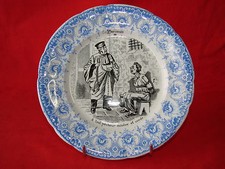 ANCIENNE ASSIETTE DESSERT FAIENCE SAINT AMAND SÉRIE PROVERBES / CERAMIQUE
